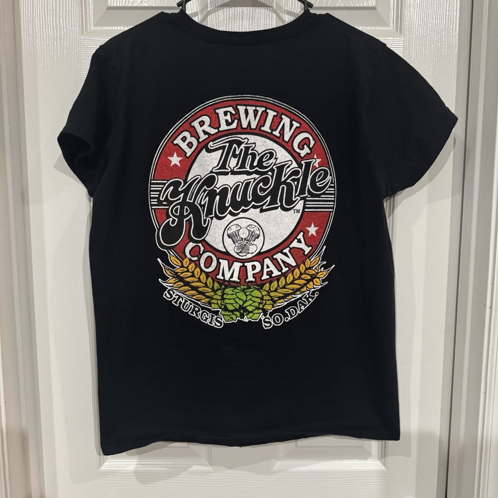 Womens  Sturgis the Knuckle Saloon South Dakota Black Tee Shirt Sz XL motorcycle
